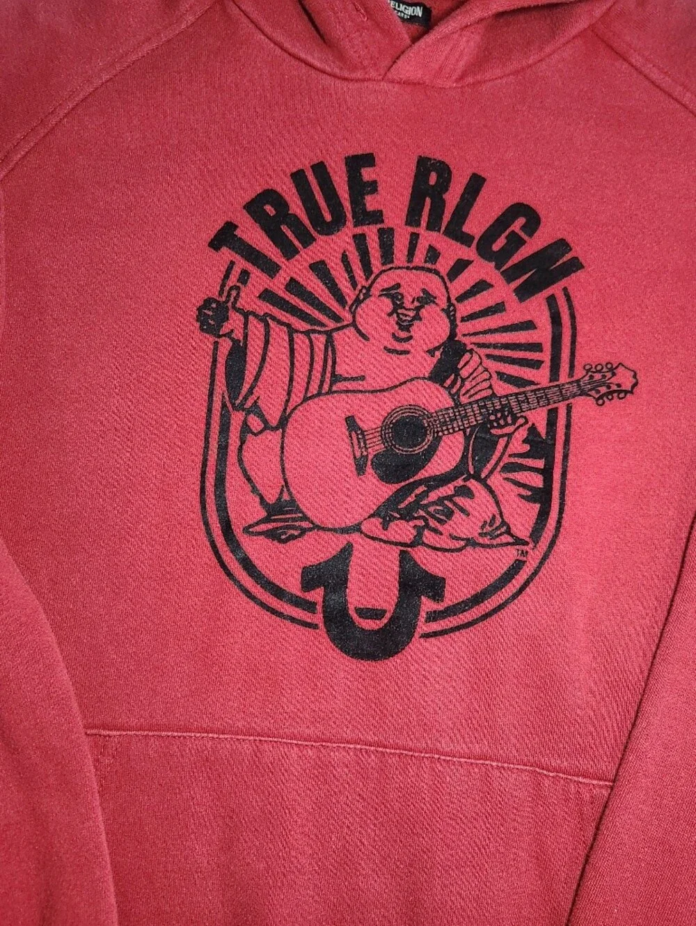 True Religion Red Hoodie with Black Graphic Size M
